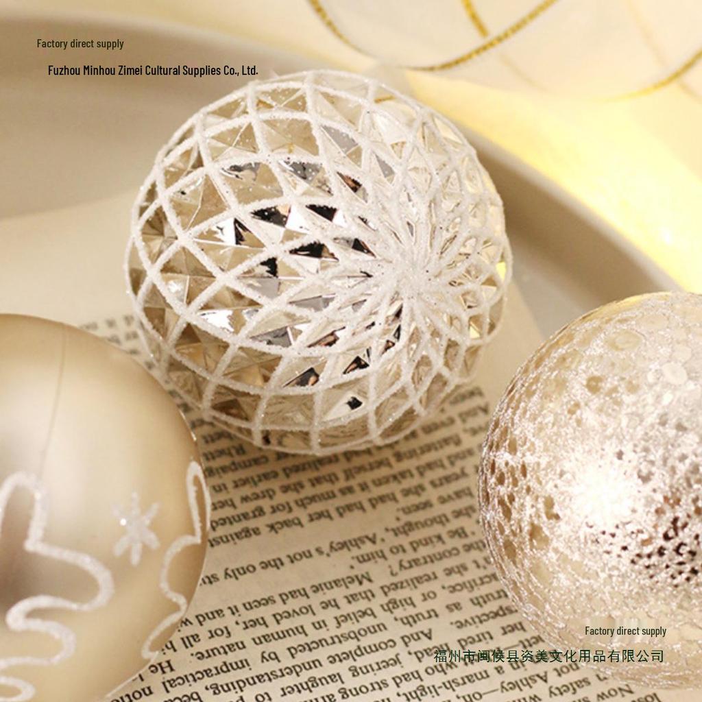 16-Piece Champagne Gold & White Christmas Tree Hanging Ornaments Set