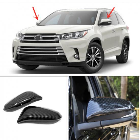 For Toyota Highlander 2015- Carbon Fiber Side Mirrors Rearview Trim Cover