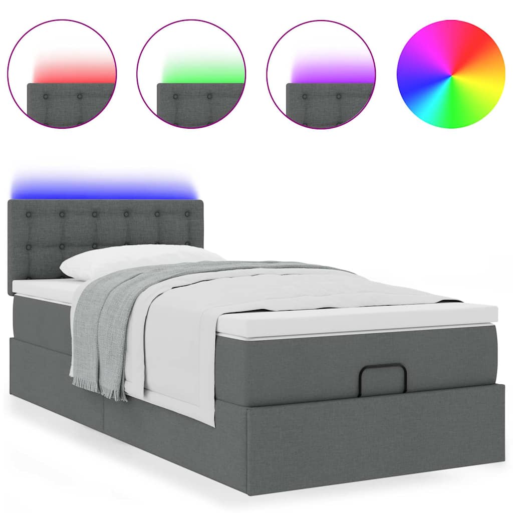 Vidaxl Struttura Letto Ottoman con Materasso, Grigia, 100x200 cm, Tessuto