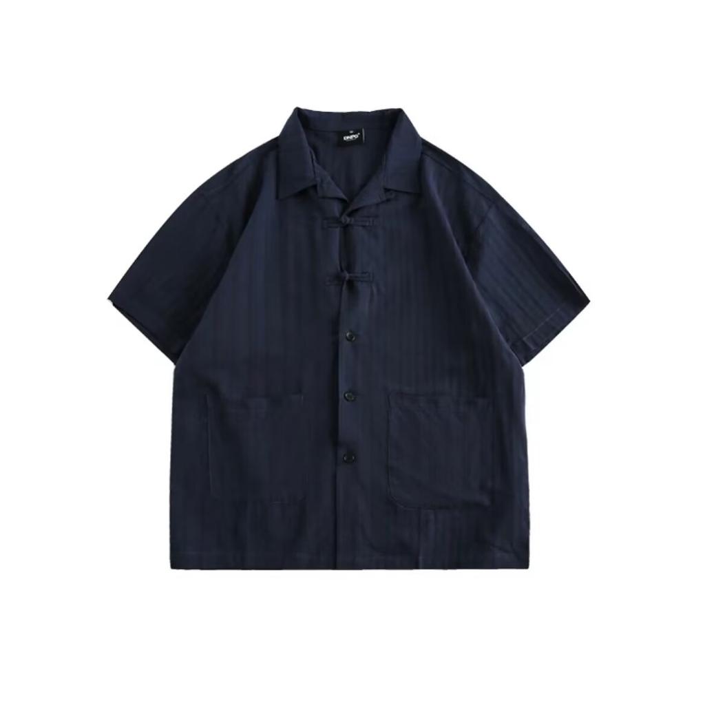 Summer Clothing Men'S Retro Casual Shirt Student Loose Niche Design Fun New Men'S Top For Outdoor Wear