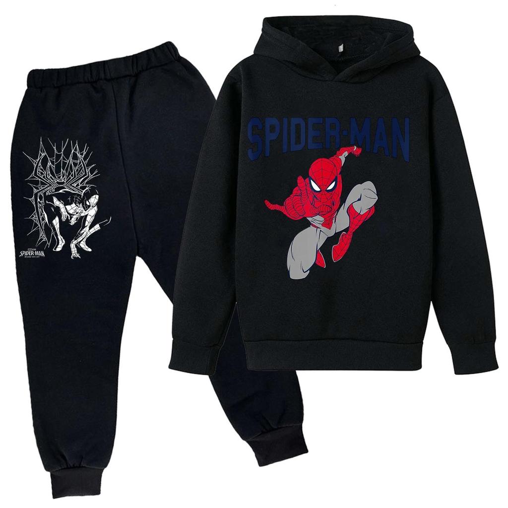 Kids Printed Hoodie and Sweatpants Set Long Sleeve Loose Fit Pullover Outfit for Boys and Girls