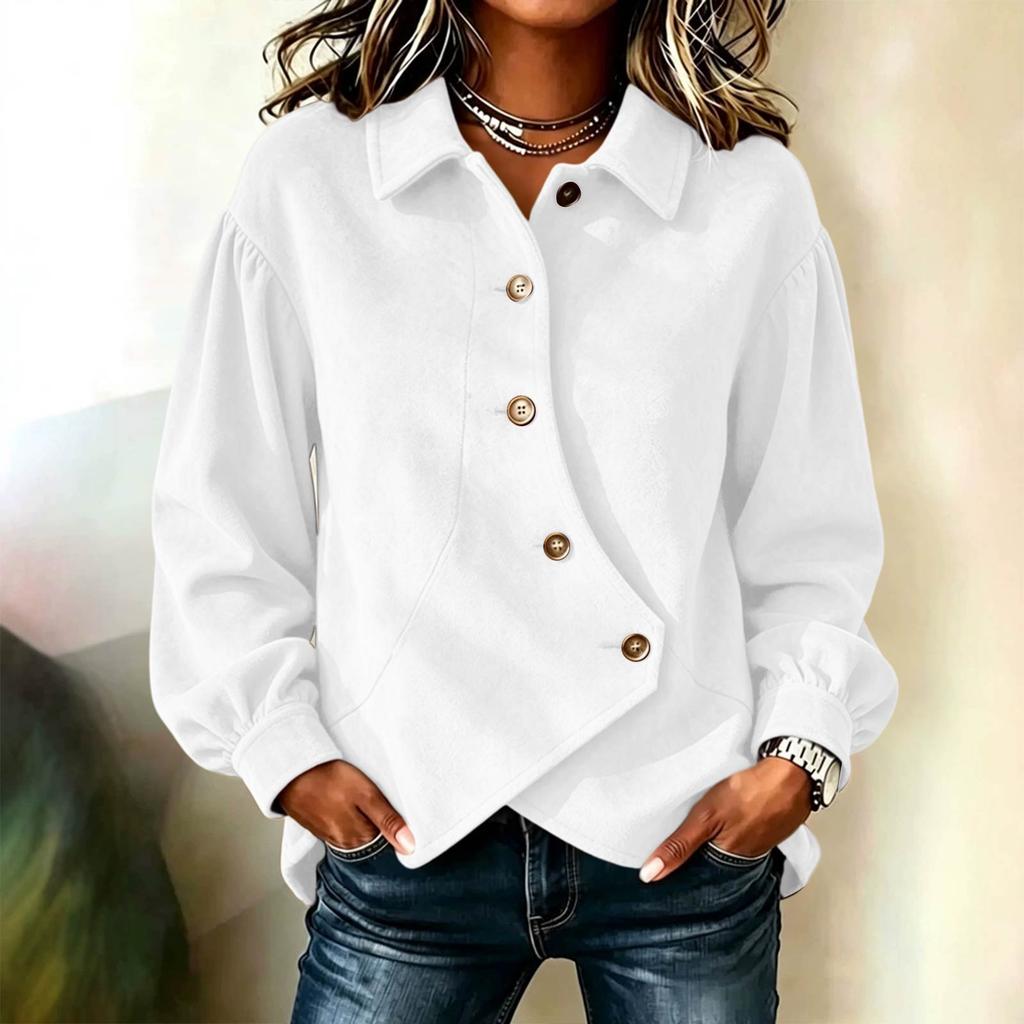 Women's Casual Color Jacket with Irregular Hem for Fall Winter