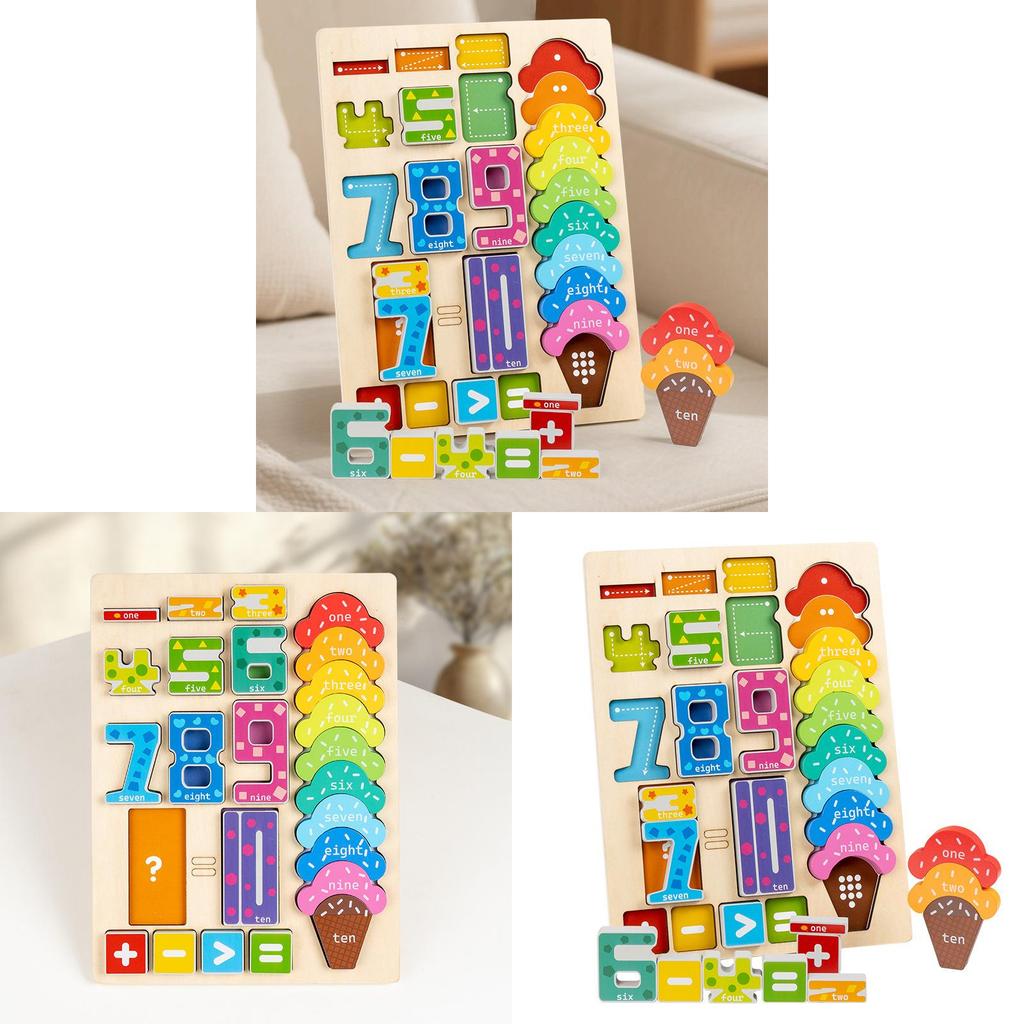 Wooden Ice Cream Number Matching Puzzle For Toddler Learning And Early Education