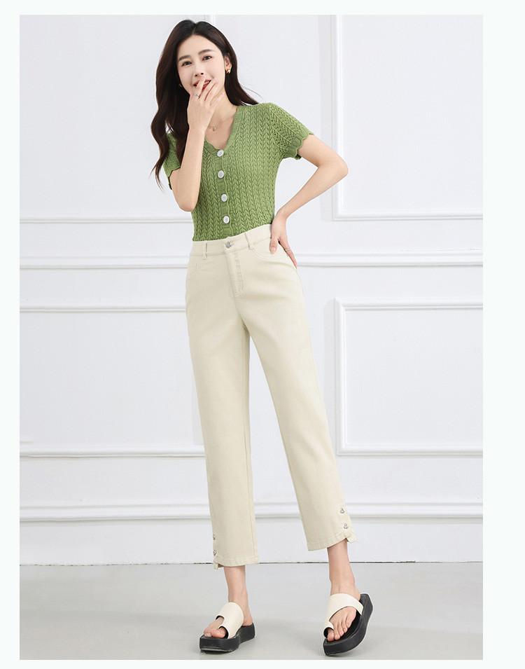 [Straight Leg Pants] Summer Simple and Versatile Cropped Pants, High Waist Slimming Women's Jeans