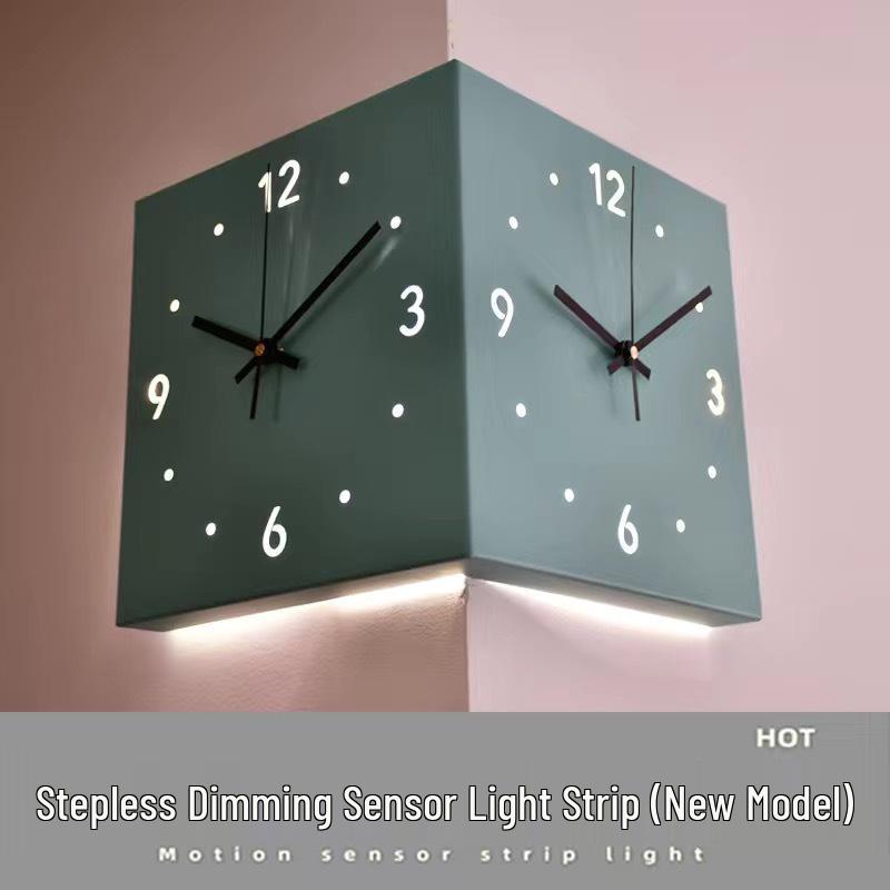 Minimalist Silent Two-Sided Corner Wall Clock for Living Room