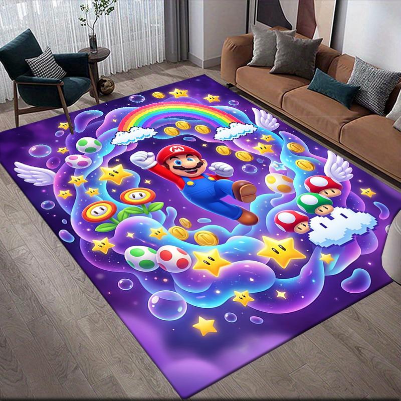 Mario Whimsical Area Rug, Mario Fan Soft Carpet, Great Gift.chl