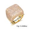 Women's Ring: New Exaggerated Heavy-Duty Design Square Diamond-Studded Ring with Exquisite and High-End Feel