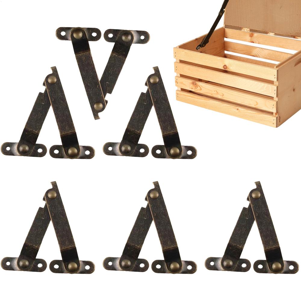 

Lid Stay Chest Hinges 6 Piece Adjustable Heavy Duty Bracket Hardware Locking For Mechanism Cabinet Bench Coffee Table Down