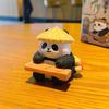 Adorable Resin Wood Carving Panda Figurine. Creative and Exquisite Panda Decorative Item for The Desktop. Cultural and Creative Product.