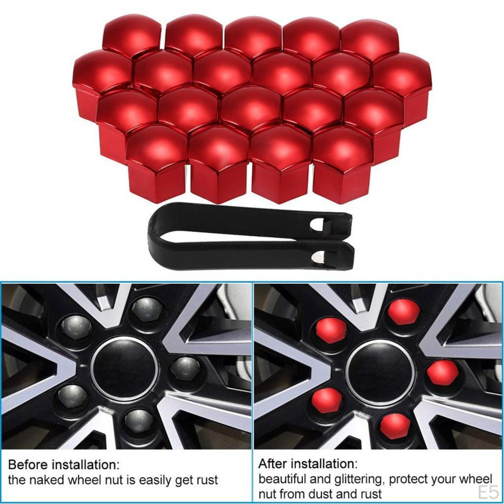 20 Pcs 17mm Wheel Nut Cover Caps Screw Dismantle Tool