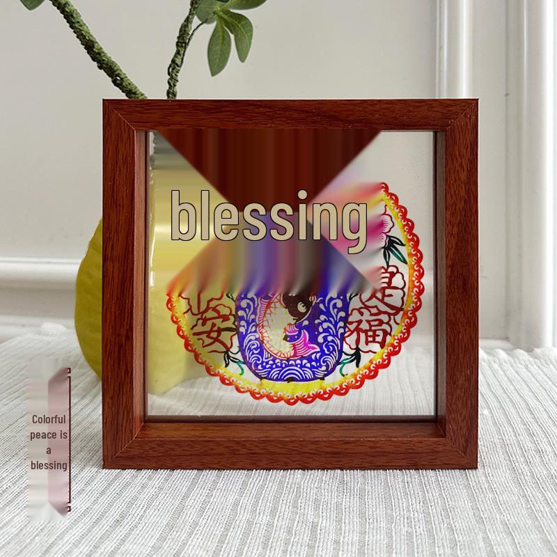 Xianci Double-Sided Transparent Frame: A4 Paper-Cut Calligraphy Fu Character Display Stand