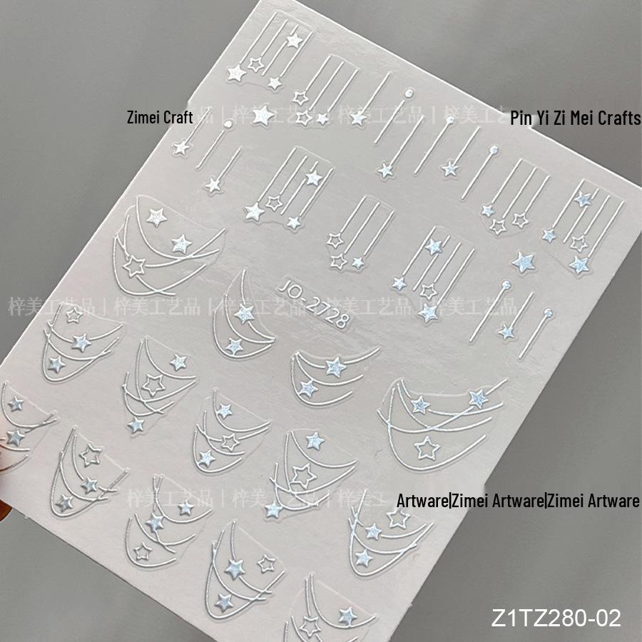 

Золотые и серебряные 3D наклейки для ногтей Звезда и Метеор