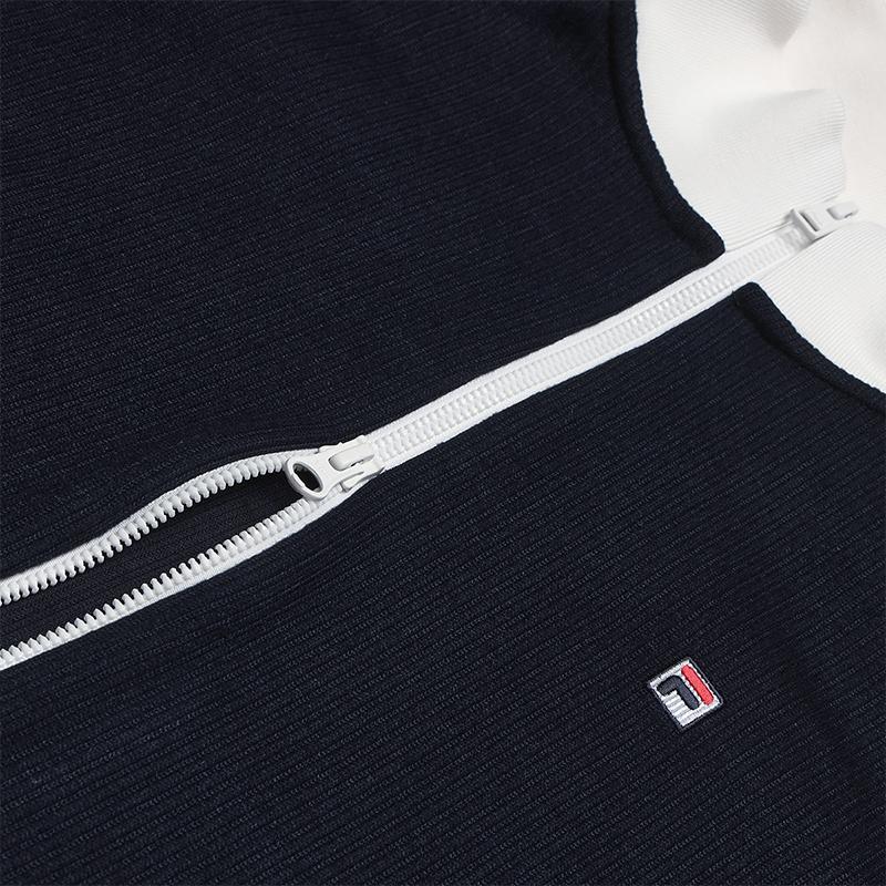 FILA Heritage Fashion Versatile Comfortable Color-Block Loose Knit Jacket Women jackets Legendary-Blue F11W548505FNV