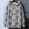 Women's Floral Print Loose Casual Long Sleeved Hooded Sweatshirt