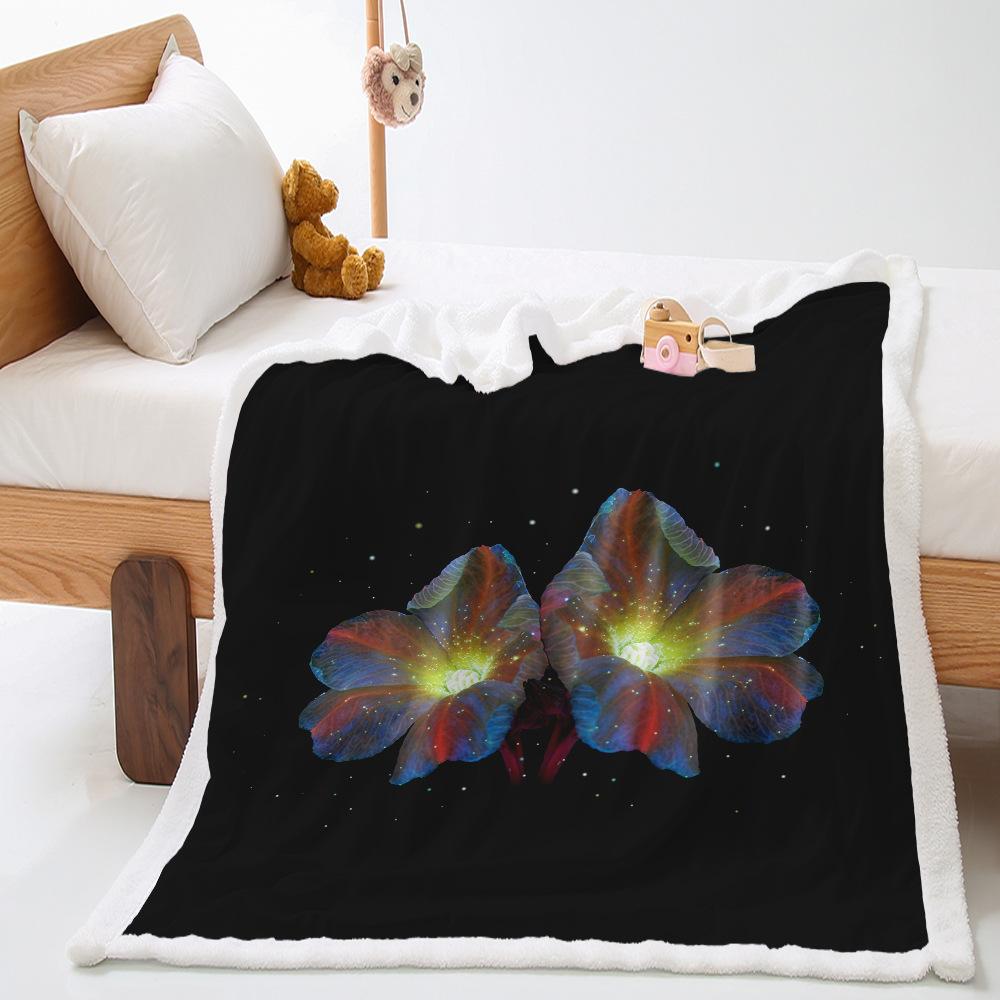 Morning Flower Set 2D Digital Printing Thickened Lamb Fleece Crystal Fleece Blanket One Piece