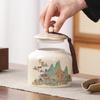 Retro Ceramic Tea Caddy with Sealing Lid - Half-Jin Capacity for Green, White, Black Tea - Gift Box Included