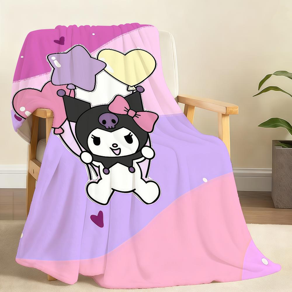 Kawaii K-Kuromi-I Blanket Soft Throw Blanket for Home Bedroom Bed Sofa Picnic Travel Office Rest Cover Blanket Gift