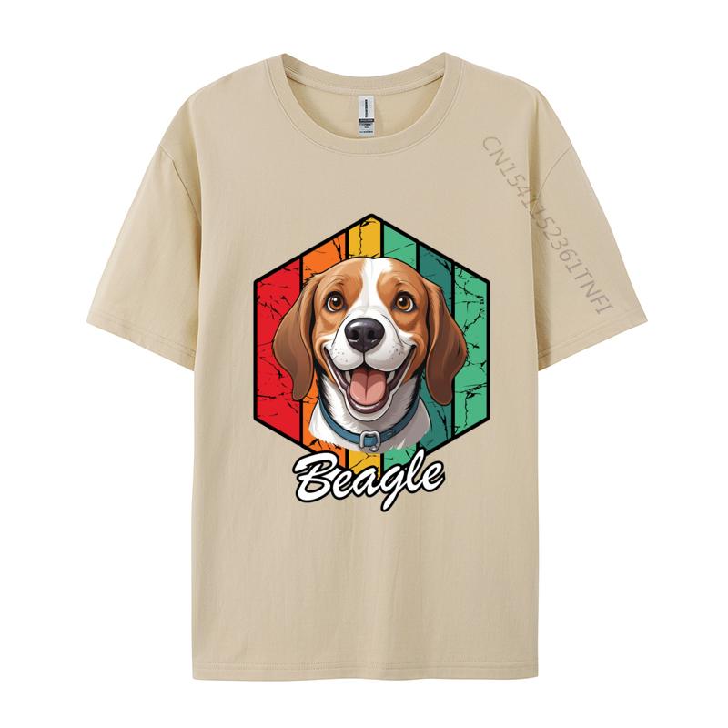 Beagle Retro TShirt 3D Style Cotton Men Tops T Shirt Smiling Beagle Dog Print Fitted T Shirt Mens Tees Custom