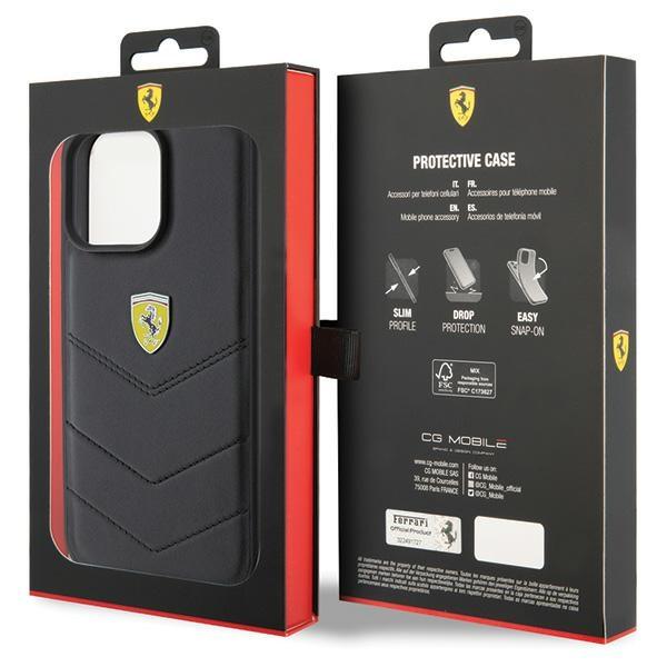 Ferrari Fehcp15Xrduk Iphone 15 Pro Max 6.7 Czarny/Black Hardcase Quilted Metal Logo