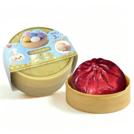 Random 1Pcs Realistic Dumpling Squeeze Toy With Bamboo Steamer Soft Tpr Dough Ball Decompression Fidget Toy Creative Funny Gift
