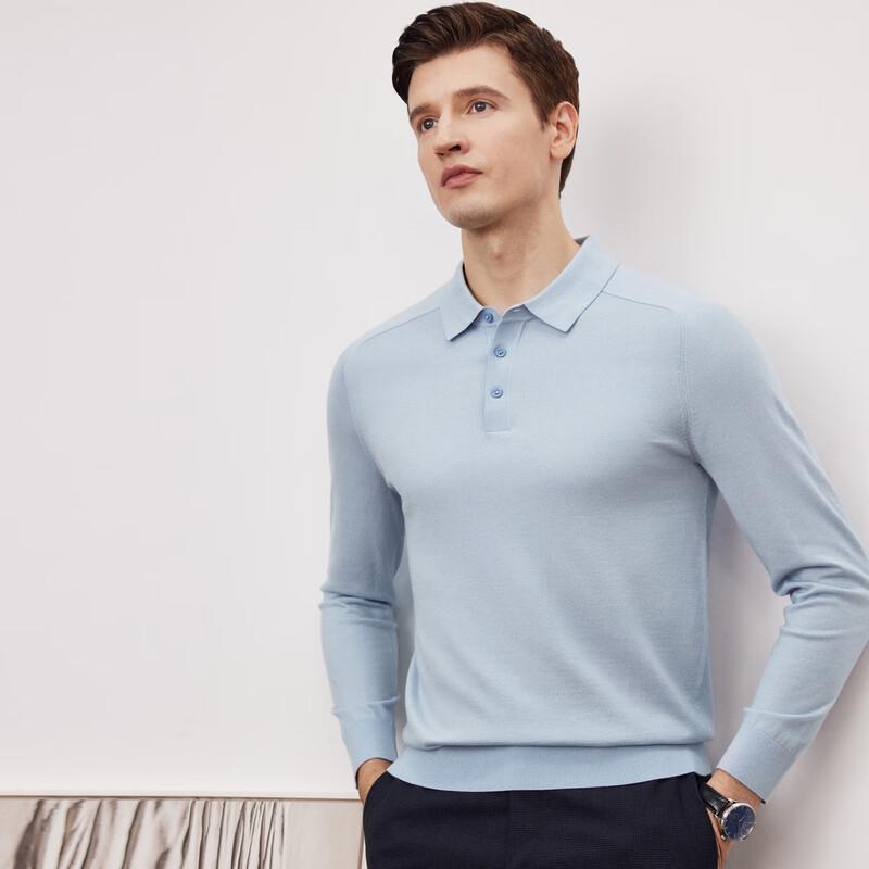 FIRS Men's Silk Wool Blend Long Sleeve Polo Shirt