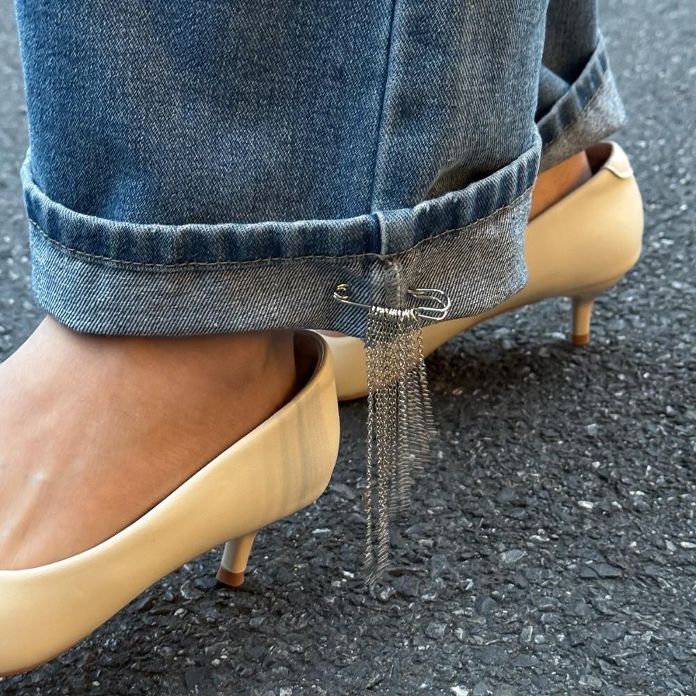 Geometric Love Pendant Pin Irregular Star Tassel Brooches Personality Tassel Chain Brooch  Male