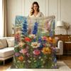 Soft Flannel All Season Wildflower Print Throw Blanket for Couch Living Room Bedroom Office Home Decor Warm Cozy Lightweight Breathable Floral Art Pat