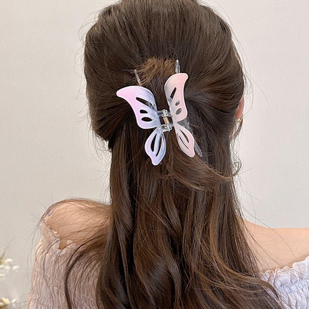 

Сердце Лук Коготь Розовый Градиент Цвета Бабочка Заколка Для Волос Мода Повседневные