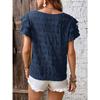 IHUASU Women's Summer Double Layer Lotus Sleeve Round Neck Style Pullover T-shirt Women