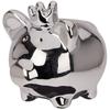 Ceramic Piggy Bank, Mirror Silver, 9.5X7X8.5 Cm