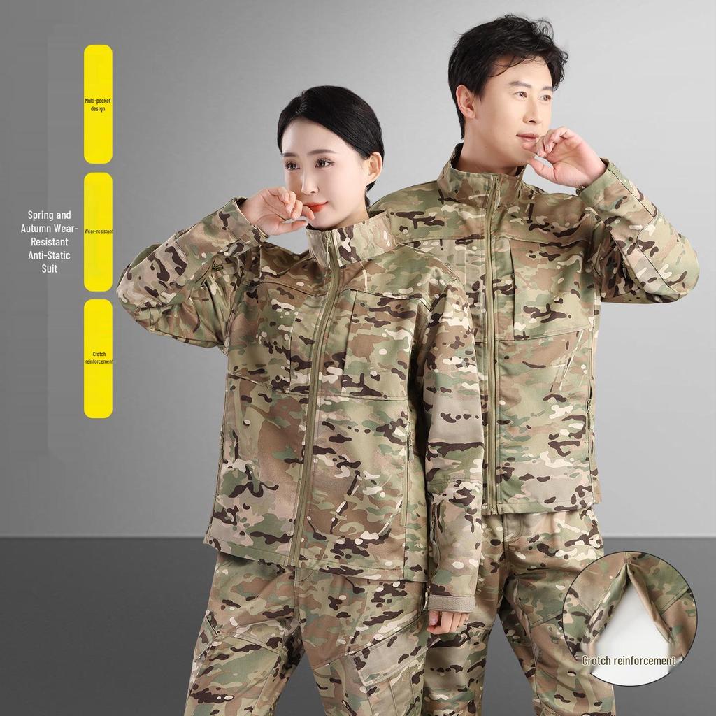 Unisex Spring/Autumn Anti-static Workwear Set: Military Camouflage, Wear-resistant, Thickened, Outdoor, Dirt-resistant, New Style.