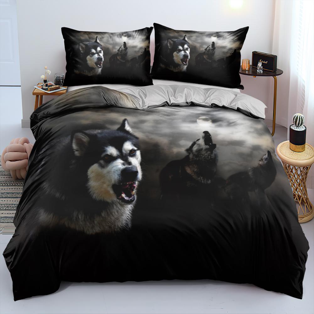 Comforter Wolf Queen Size Wolf Running In The Snow Twin Bedding Set Polyester Safari Animals Comforter For Kids Boys