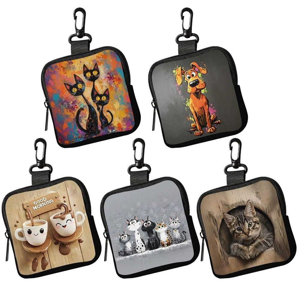 NEW Mini Cute Cat Coin Purse Water-resistant PVC Zippered Wallet Lightweight Portable Storage Bag Friends Gift