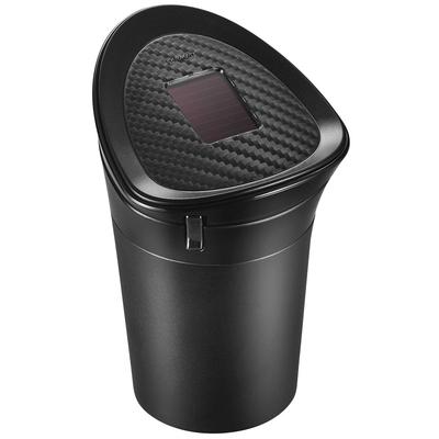 DZ526 Car Ashtray, Smokeproof Type, Drink Holder Type, Solar, LED Included, Carbon Style