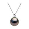 Necklace - Pearls & Colors - Tahiti Cultured Pearl A+ - Diamond 0.020 Cts - White Gold 375/1000 - 42 Cm