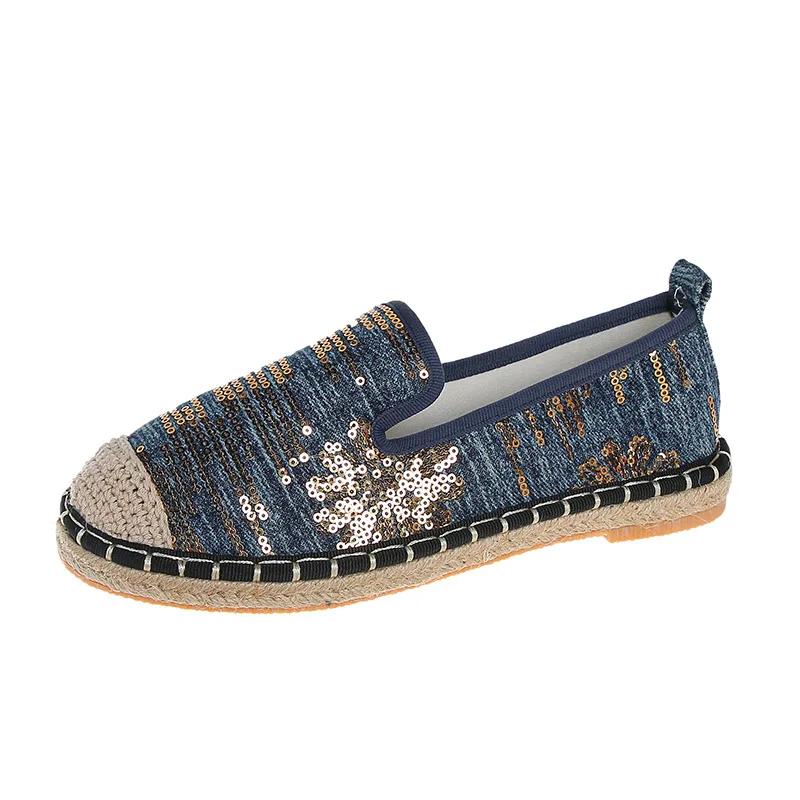 

Женские модные льняные парусиновые кроссовки осенние повседневные туфли без застежек женские кроссовки на плоской подошве и платформе размера плюс 35-43 35 темно-синий