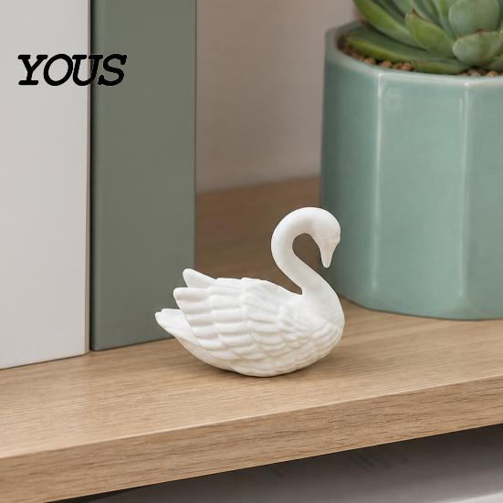 Stable Base Figurine Swan Figurine, 3D Printed White Statue, Modern Minimalist Small Desk Accessory Tabletop Ornament for Living Room, Office,