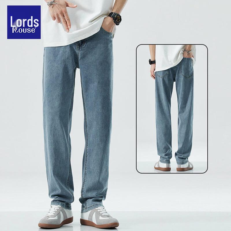 Luozhi Men s Tencel Cool-Feel Straight-Leg Jeans 33