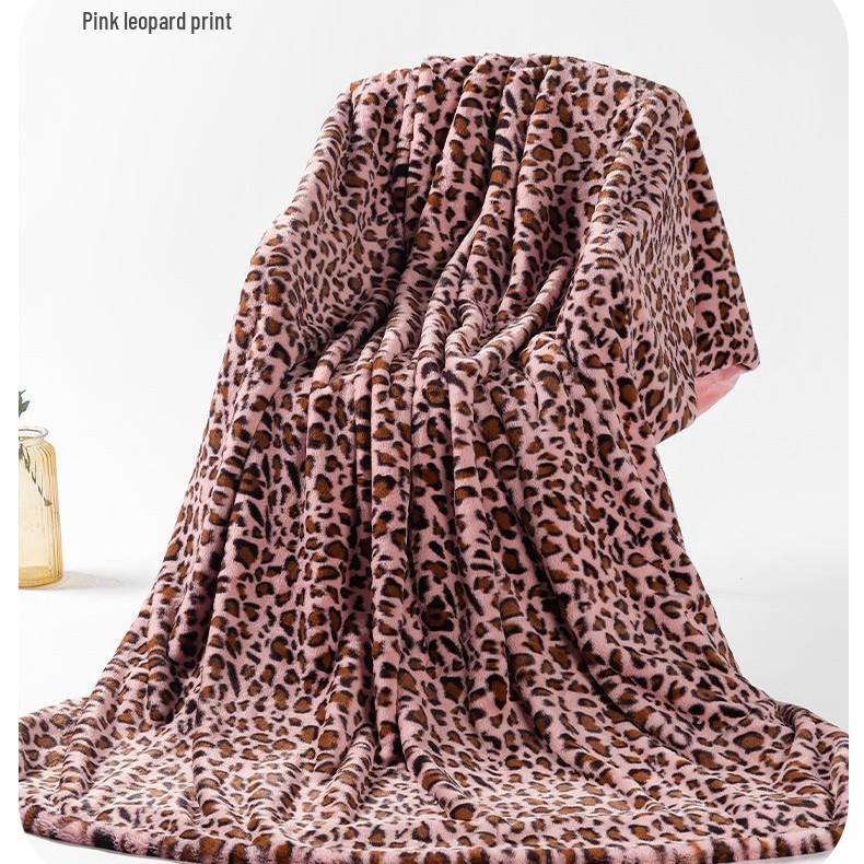 Leopard Print Velvet Rabbit Sofa Throw Blanket - Thickened & Soft Nap Blanket 80x120 cm