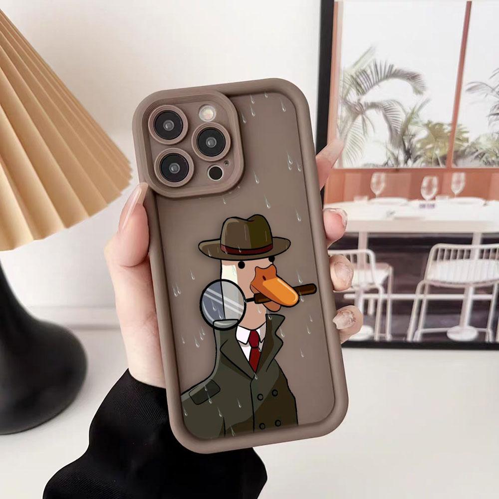Cute Funny Duck Phone Case For iPhone Apple 17 AIR 16 16E 11 12 13 14 15 XR Plus Pro Max DIY Case TPU Shockproof Cover Capa