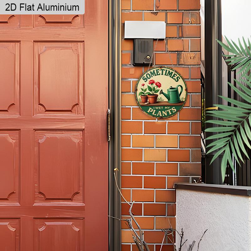 2D Flat 1pc Humorous Garden Aluminum Sign Round Decorative Hanging Ornament, Home Kitchen Garden Balcony Fence Decor, Indoor/Outdoor Door Wall Art