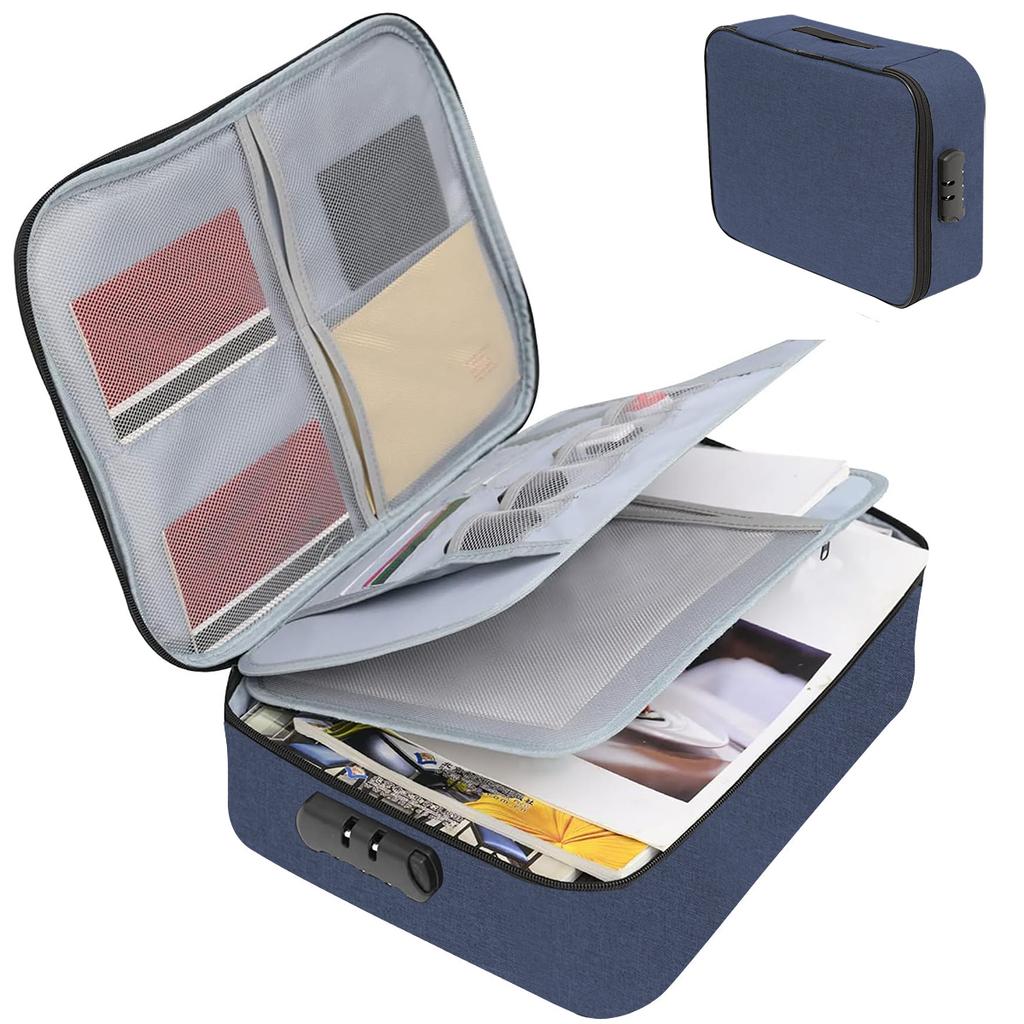Document briefcase, 3-layer lockable storage bag, men's women's bag, wallet, passport, home security function storage box.-zmt