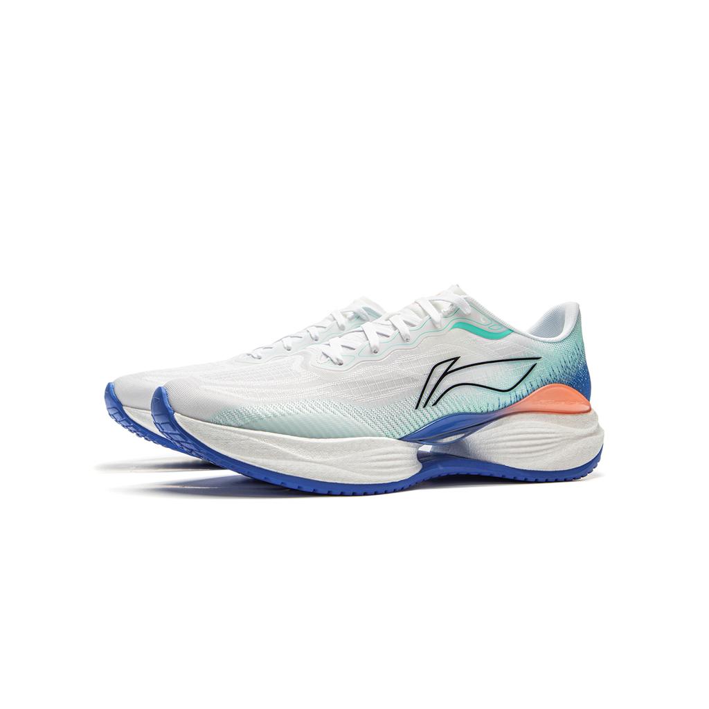 Li Ning Buty do biegania dla dzieci Wygodne Niskie Sneakersy dla dzieci Standard-Biały Fluorescencyjny-Lodowy Błękit Pałacowy Błękit YKFV120-3