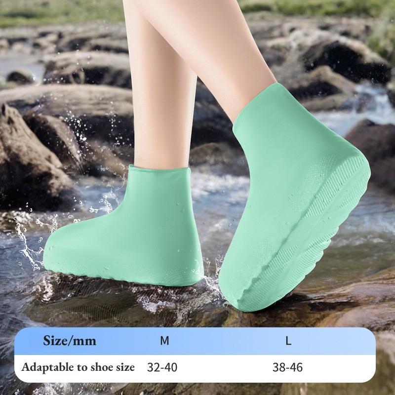 1Pair Upgraded Latex Waterproof Shoe Covers Extra Thick High Top Anti-Slip Reusable for Outdoor Travel Rainy Day Unisex Overshoe