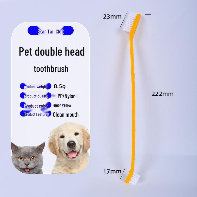 Double-Head Pet Toothbrush for Dogs and Cats - Long Handle for Oral Cleaning