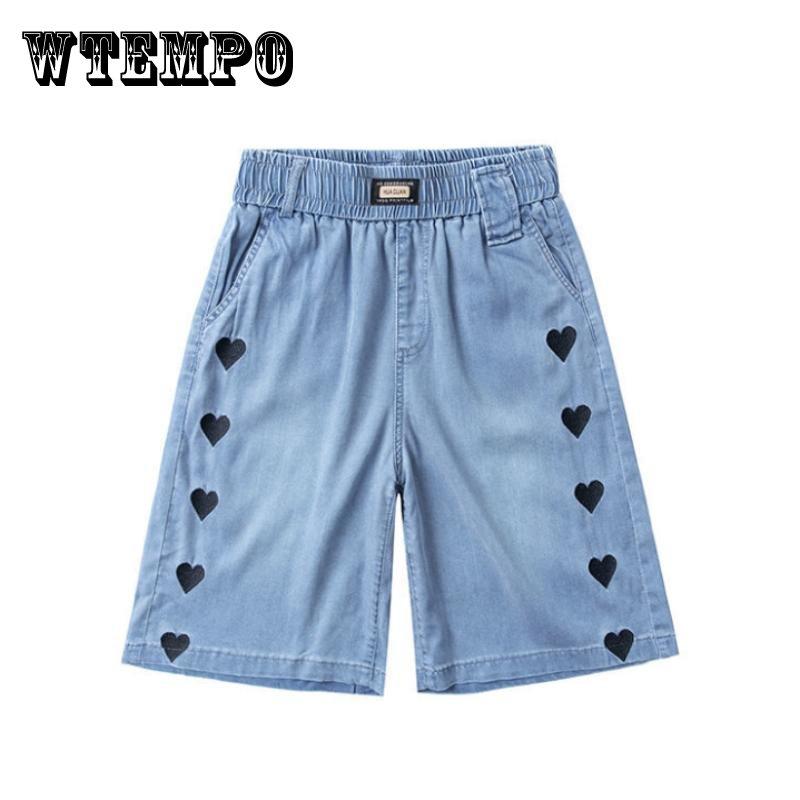 Tencelové tenké džínové šortky dámské letní s vysokým pasem volné volné tenké kalhoty široké nohavice ledový hedvábí pětibodové kalhoty