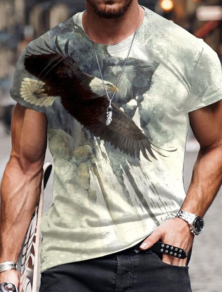 Letní vintage pánské tričko se vzorem lva 3D tisk Móda Top s krátkým rukávem Pánské oblečení Oversized tričko Ležérní oblečení