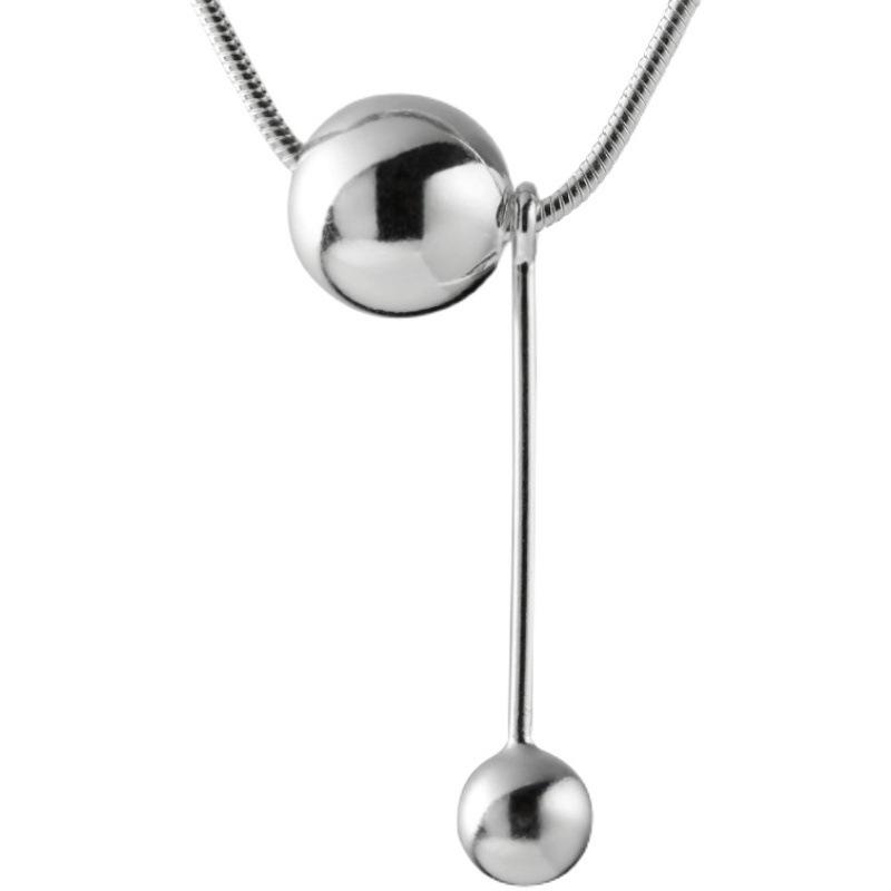 Round Ball Necklace Women'S Light Luxury Niche Ball Bing Snake Bone Chain Tassel Personalized Versatile Small Ball Collarbone Chain Neck Chain
