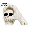 Spooky Secret Room Props Halloween Skull Hand Sculpture, Gothic Skeleton Head Figurine, Resin Vintage Yellowed Sculpture Decoration for Bedroom Living