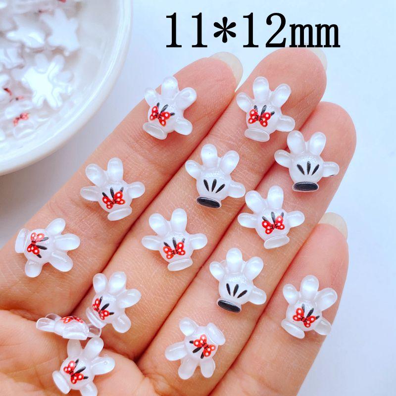 50Pcs New Cute Resin 11*12mm Cartoon Small Hand Series Flat Back Fit Phone Deco Parts Embellishments for Hair Bows Accessories